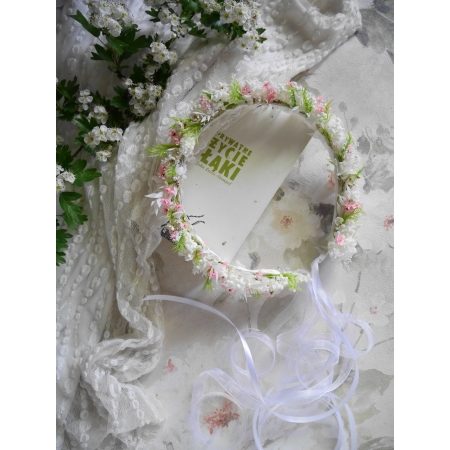 Wianek komunijny z suszonych i stabilizowanych roślin