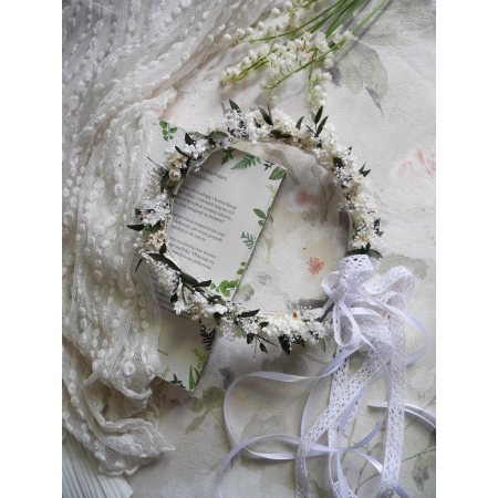 Wianek komunijny suszone i stabilizowane kwiaty